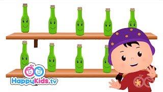 Ten Green Bottles - Nursery Rhymes For Kids And Children | HappyKids