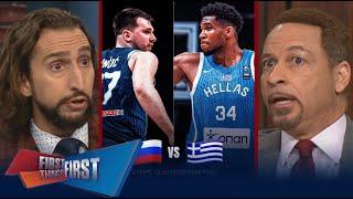 First Things First | "Ultimate Skill + Power Combo" Nick Wright Shocking Predictions Giannis vs Luka