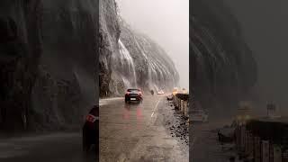 #exploreera #travel  Serenity in the Rain: Exploring a Mountain Road and a Graceful Fountain