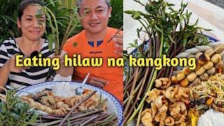 Eating hilaw na kangkong