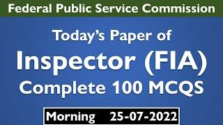 Inspector Investigation FIA Batch 1 25-07-2022 by FPSC | Past Papers