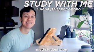 Study With Me: 1 hour Pomodoro [25/5], Real-time | med student vlog | UPCM