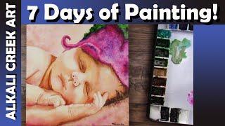 #WorldWatercolorMonth Days 1 Through 7 | Painting on a Boat | Using Lots of QoR Watercolor Paint