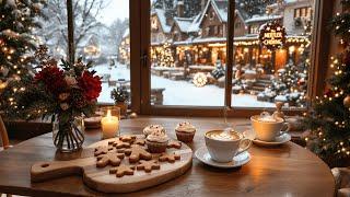 Cozy Christmas Coffee Shop Ambience with Smooth Piano Jazz Music️Calming Christmas Music for Relax