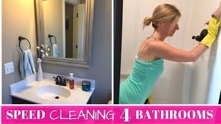 SPEED CLEANING 4 DIRTY BATHROOMS | MAJOR BATHROOM CLEANING MOTIVATION