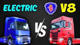 ETS2 - Electric VS Diesel Truck | Electric Renault VS Scania V8