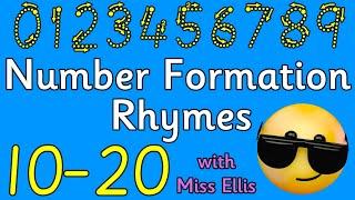 Number Formation RHYMES 10-20 with Miss Ellis | Learn to read and write numbers 10-20