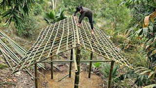 poor girl designs and builds a beautiful bamboo house frame, poor girl's life - country girl