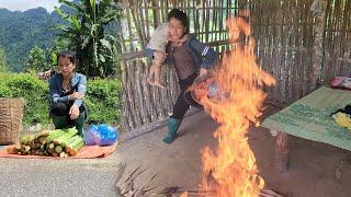 The mother went to sell goods, the son stayed home alone and burned the house /ngohongthai