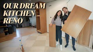 EP 11: We Grout the Tile + Build Our First Cabinet!! | OUR DREAM KITCHEN RENOVATION