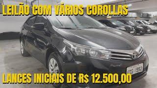 LEILÃO DA RUNESP COM VÁRIOS TOYOTA COROLLAS EM LEILÃO COM LANCES INICIAIS DE R$ 12.500,00