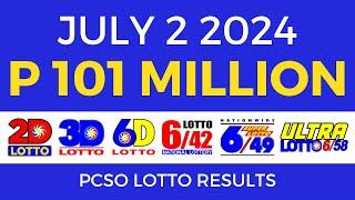 Lotto Result Today 9pm July 2 2024 | PCSO Complete