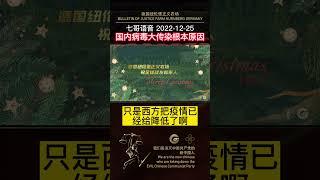 国内病毒大传染的根本原因 「德国纽伦堡正义农场祝全球战友和家人圣诞快乐」