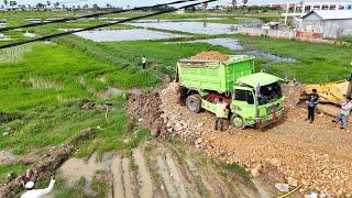 Just New Project!! Use Dozer DR51PX KOMATSU Landfill up Process Fill the soil Road & Dump Truck 5Ton