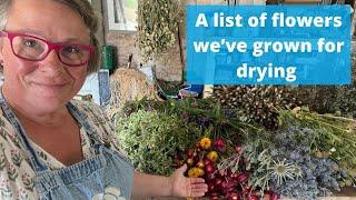 Lots of ideas for flowers to grow for drying