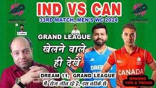 IND vs CAN Dream 11 Analysis I IND vs CAN Dream 11 prediction | India vs canada Dream11 Team Today
