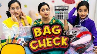 BAG CHECK BEFORE EXAM  | Surprise School Bag Check By Mummy  | Funny Video  | Cute Sisters