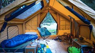 Camping In Cozy Cabin Hot Tent - Perfect Car Camp Tent