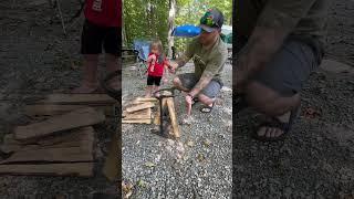 Weekends are never long enough! Using the Kindling Cracker here in camp! #camplife #outdoors #camp