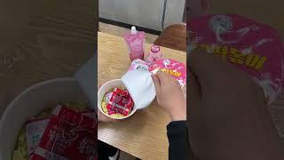 Pink food only CHALLENGE @korean convenience store #shorts #youtubeshorts #asmr