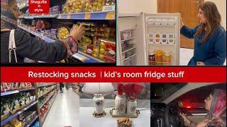 Restocking snacks | kid’s room fridge stuff | shagufta n style | #restockingfridge