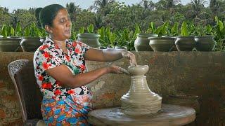 This is how I season a fresh clay pot before cooking. .Village kitchen recipe (jackfruit mallum)