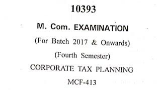 2021 | Coporate Tax Planning | M.com | Finance | 4th semester | CDLU | Question paper