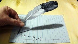 It's possible? - Trick Art on line paper - Drawing FEATHER illusion - by Vamos