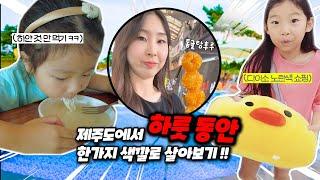 제주도에서 가족 모두 한 가지 색깔로 하루 동안 살아보기!!!  모모, 타이거는 어떤 색깔일까요? │가족 일상 여행 브이로그