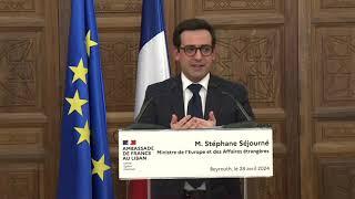 Liban - Conférence de presse du ministre Stéphane Séjourné à la Résidence des Pins (28/04/2024)