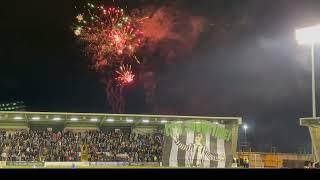 St Mirren fans unveil Beetlejuice banner and greet team with firework display