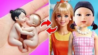 Squid Game Doll vs Barbie - Body Swap! *Cute Beauty Makeover Ideas*