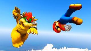 Mario vs Giant Bowser Wario Waluigi Ragdoll Compilation GTA 5 Fails Funny Moments Ragdoll