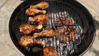 Smoking Drumsticks on Charcoal Grill Part 3