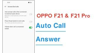 OPPO F21 & F21 Pro Automatic Call Answer Kaise Kare