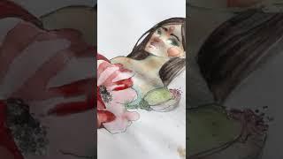 Female Portrait Floral Illustration | Sketch Art #shorts #artshorts #shortsart #shortsart