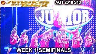 Junior New System HEAD LANDING FLIPS 100% BEST PERFORMANCE Semifinals America's Got Talent 2018 AGT