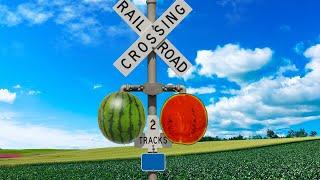 Railway Crossing with Watermelon Shaped Lamp