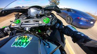 TESLA PLAID vs NINJA H2! *RAW* #MaxyDaily