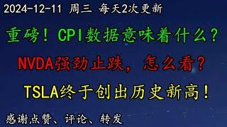 美股 重磅！CPI数据意味着什么？NVDA强劲止跌，怎么看？TSLA终于创出历史新高！AVGO助理AAPL开发自研AI芯片！大暴涨！SOXL强劲止跌，如何预期？区块链MSTR大暴涨，怎么看？