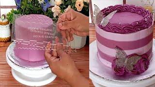 Striped Cake Tutorial | How To Use Cake Comb | Two Tone Stripe Contour Comb