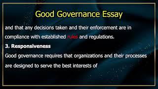 Good Governance Essay