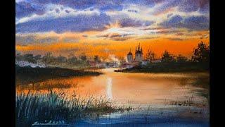 Watercolour Painting Tutorial by Javid : Sunset Secne