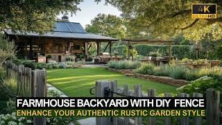 Farmhouse Backyard with DIY Cheap Fence Ideas for an Authentic Rustic Garden