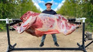 Roast A Whole Ox On A Spit Until Crispy On A Spit! I Fed The Whole Village!