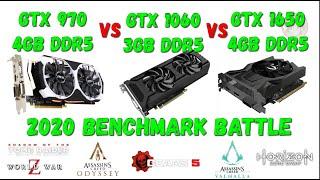 Battle GTX 970 4GB VS 1060 3GB VS 1650 4GB DDR5 2020 latest! Sub $100 cards battle!