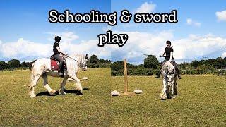 Woody says schooling is boring but playing with swords is fun! / Equestrian VLOG