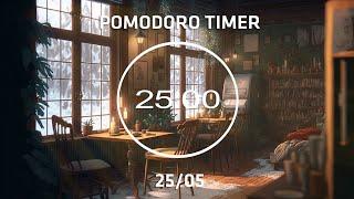 25/5 Pomodoro Timer | Cozy Coffee Shop with lofi for Relaxing, Studying and Working ️ | 4 x 25 min