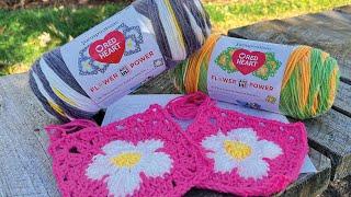 Review, Demo and Problem Solving Red Heart All in One Flower Power Square Yarn