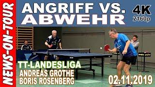 Tischtennis: Angriff gegen Abwehr (4k) Andreas Grothe (1.883 TTR) vs. Boris Rosenberg (2.151 TTR)